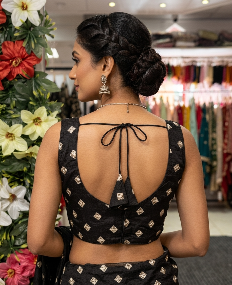 Embroidered Crush Silk Blouse
