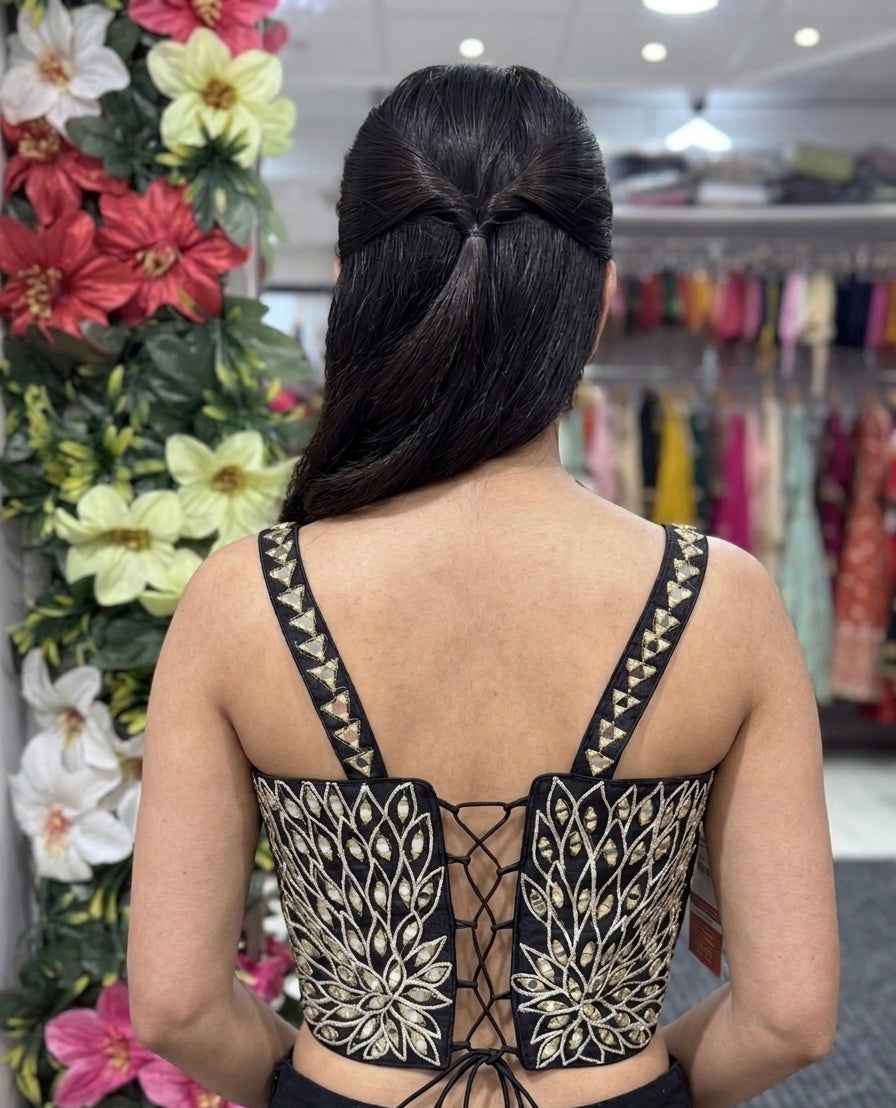 Designer Mirror Work Blouse Sleeveless