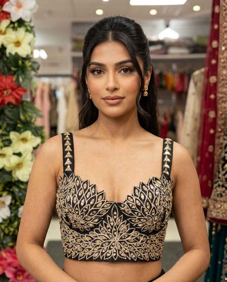Designer Mirror Work Blouse Sleeveless