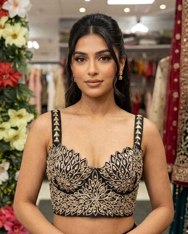 Designer Mirror Work Blouse Sleeveless