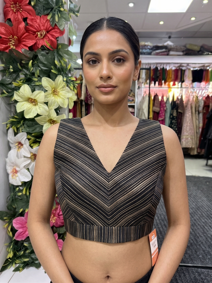 Black Silk V-Neck Blouse