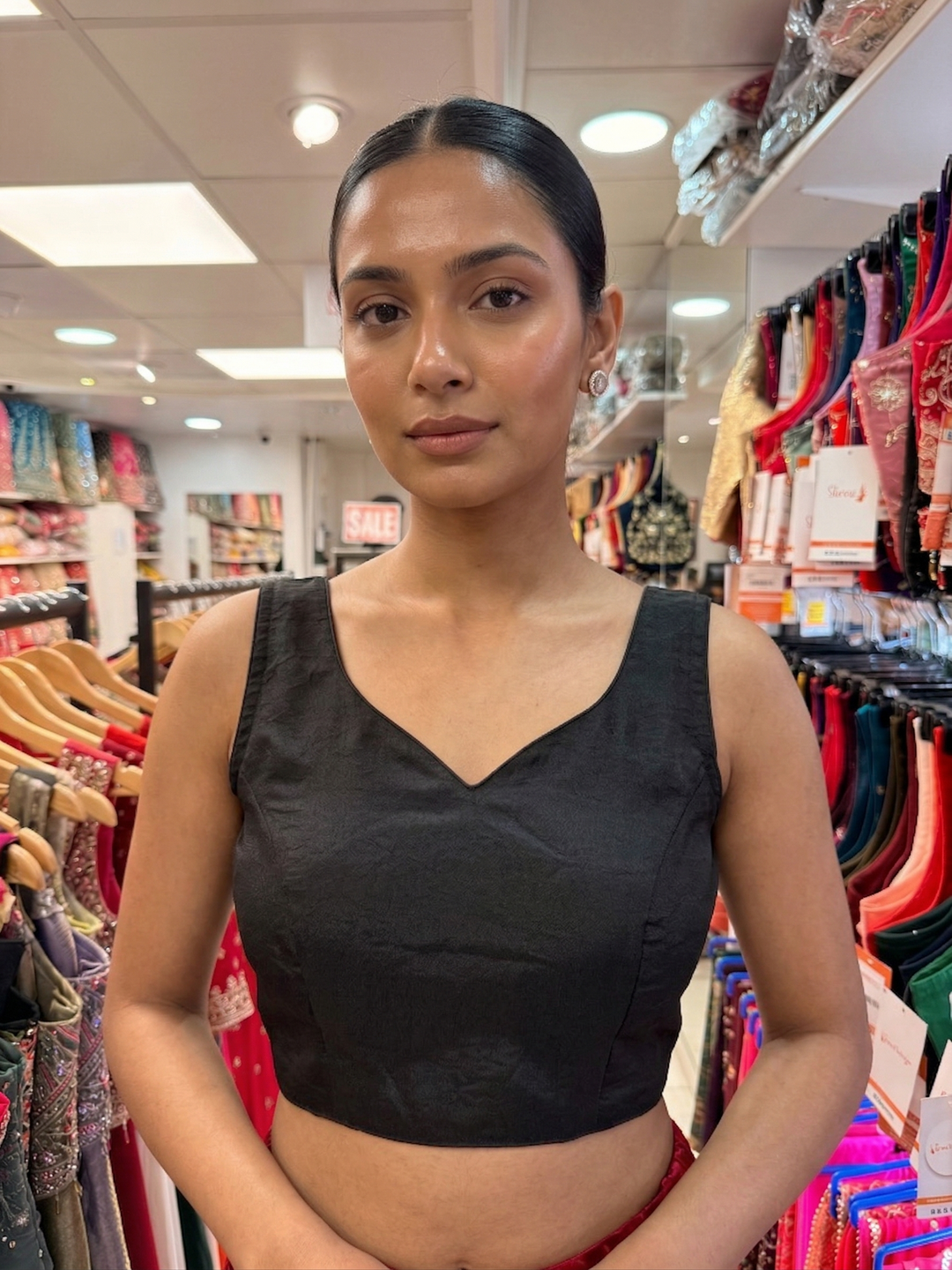 Readymade Plain Blouse With Sleeves