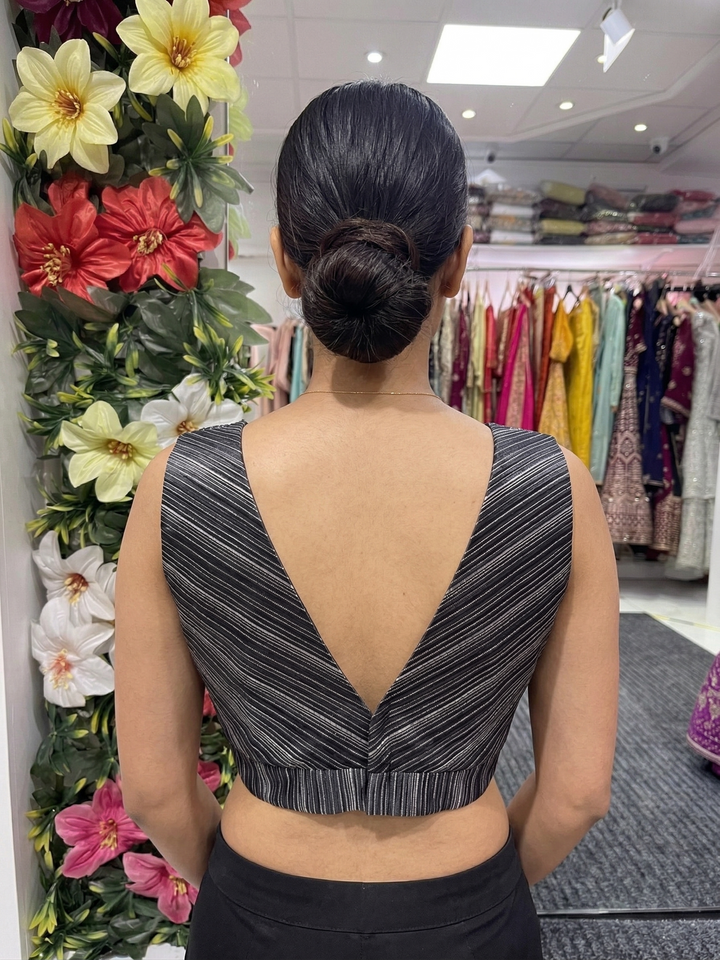 Black Silk V-Neck Blouse