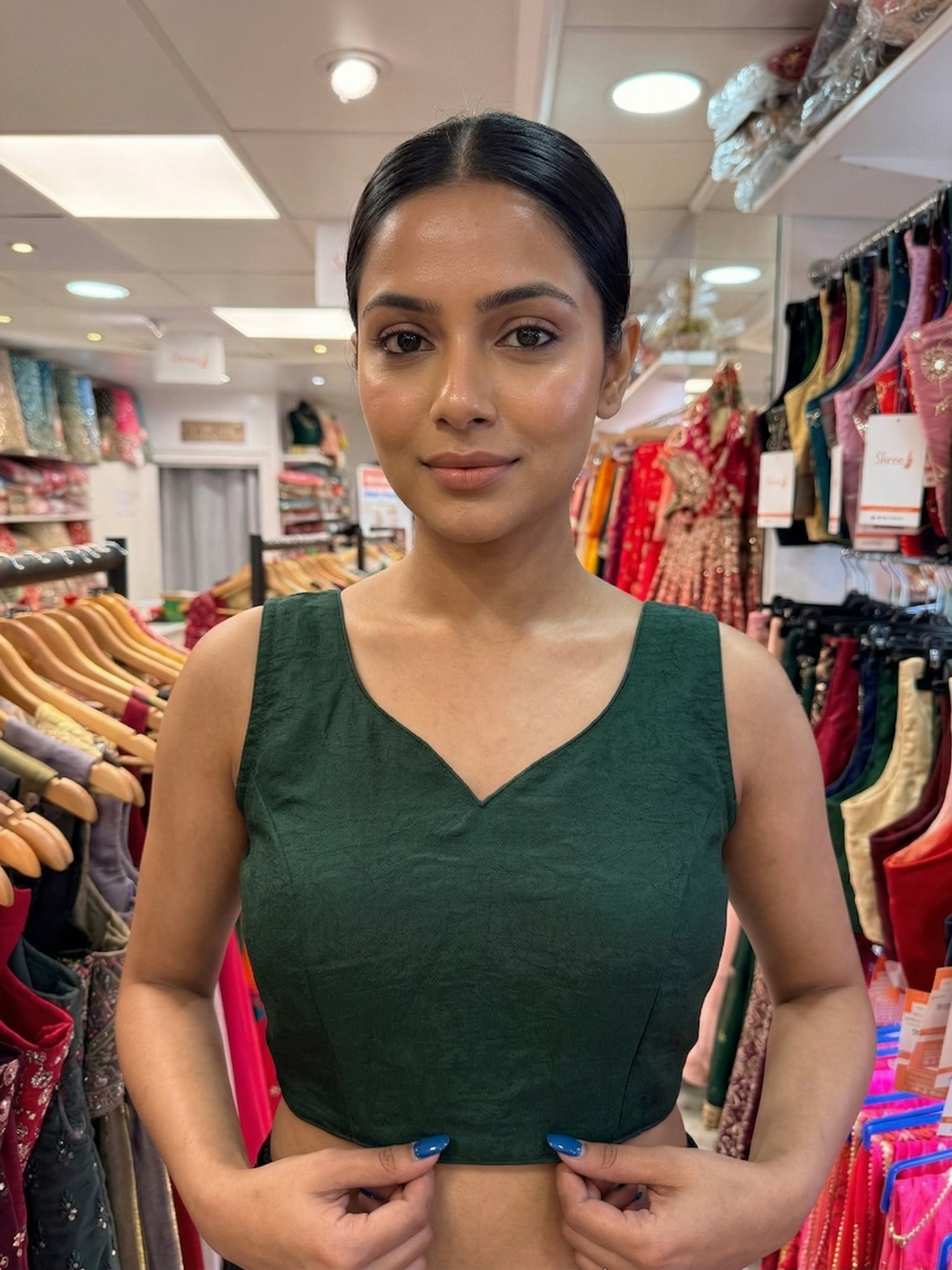 Readymade Plain Blouse With Sleeves