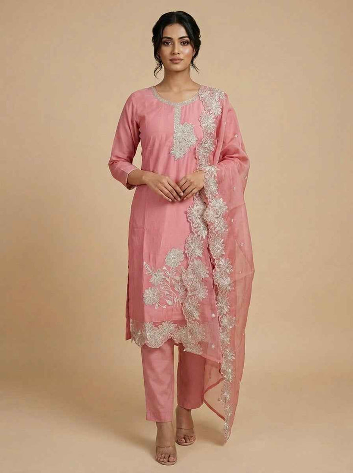 Roman Silk Handwork Kurti Set