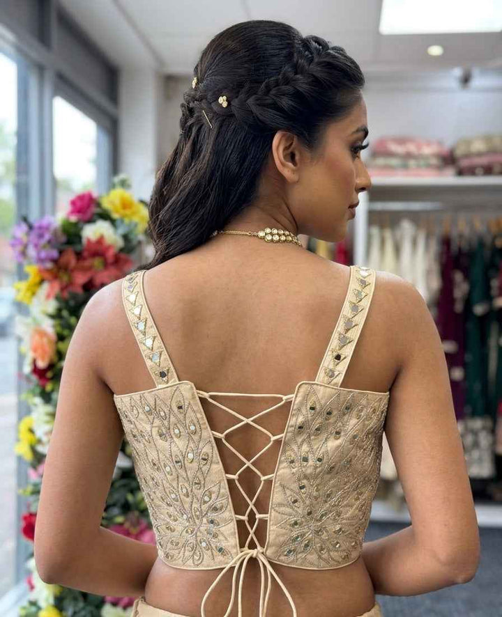 Designer Mirror Work Blouse Sleeveless