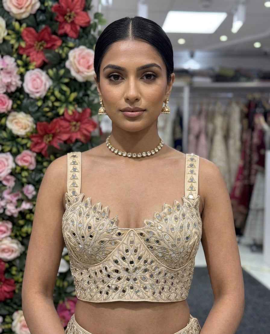 Designer Mirror Work Blouse Sleeveless