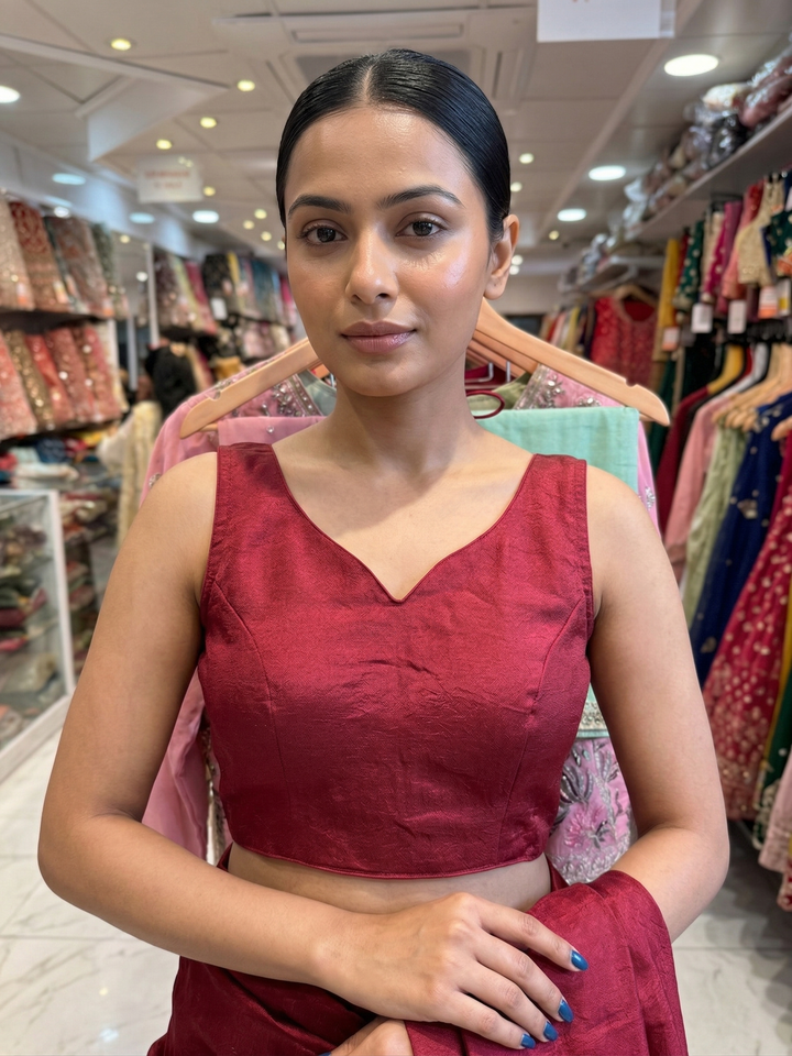 Readymade Plain Blouse With Sleeves