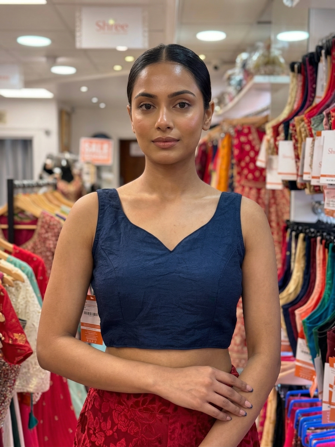 Readymade Plain Blouse With Sleeves