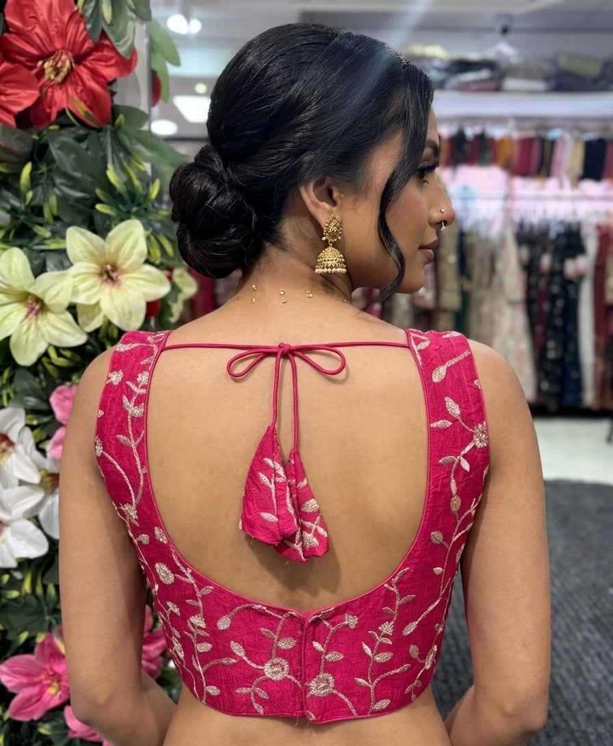 Embroidered Crush Silk Blouse