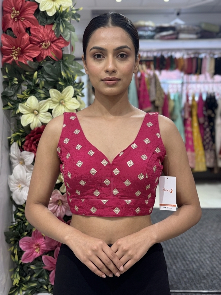 Embroidered Crush Silk Blouse