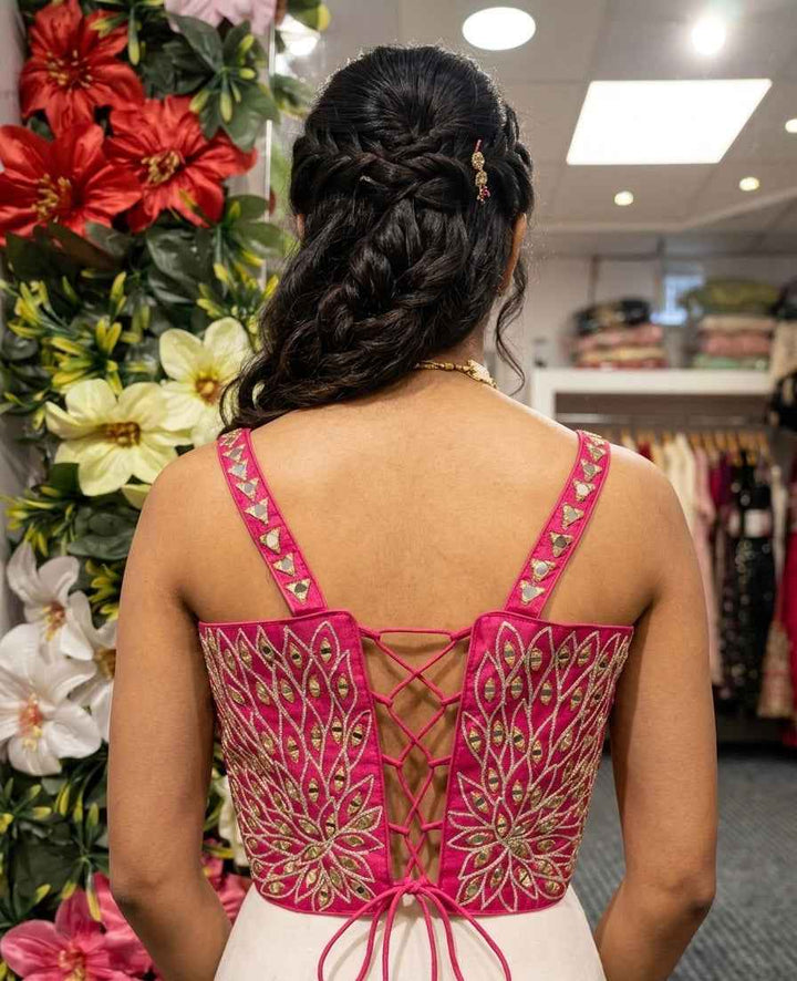 Designer Mirror Work Blouse for Women - Sleeveless Elegance