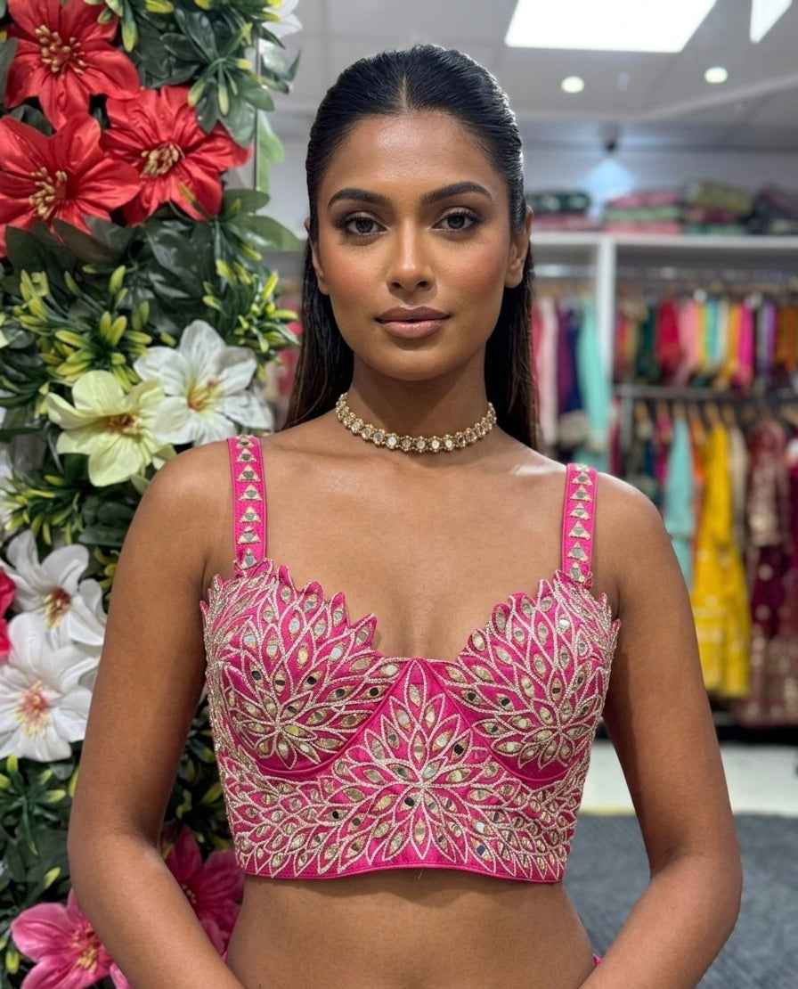 Designer Mirror Work Blouse Sleeveless