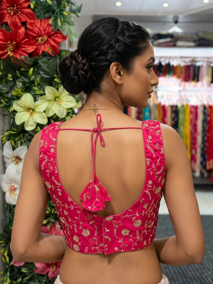 Pink Fendi Silk Embroidered Blouse