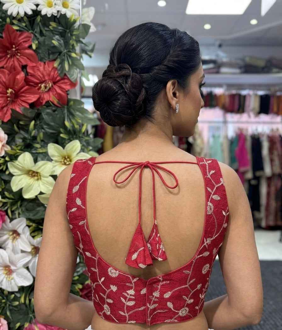 Embroidered Crush Silk Blouse