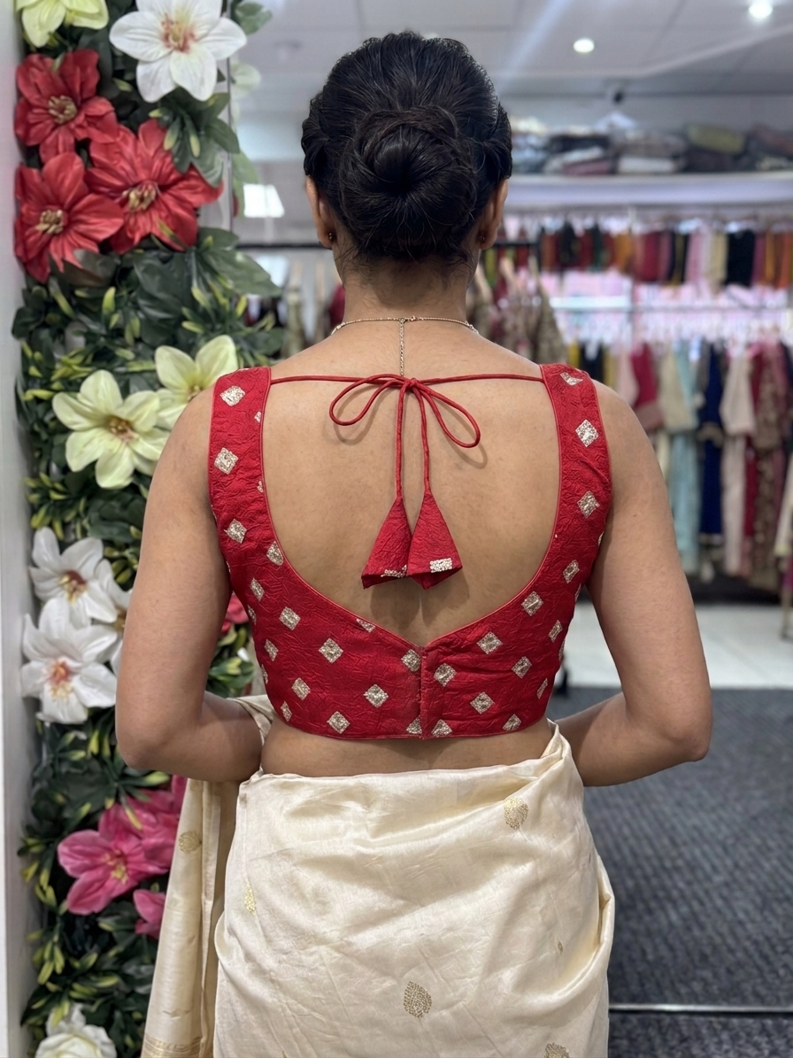 Embroidered Crush Silk Blouse