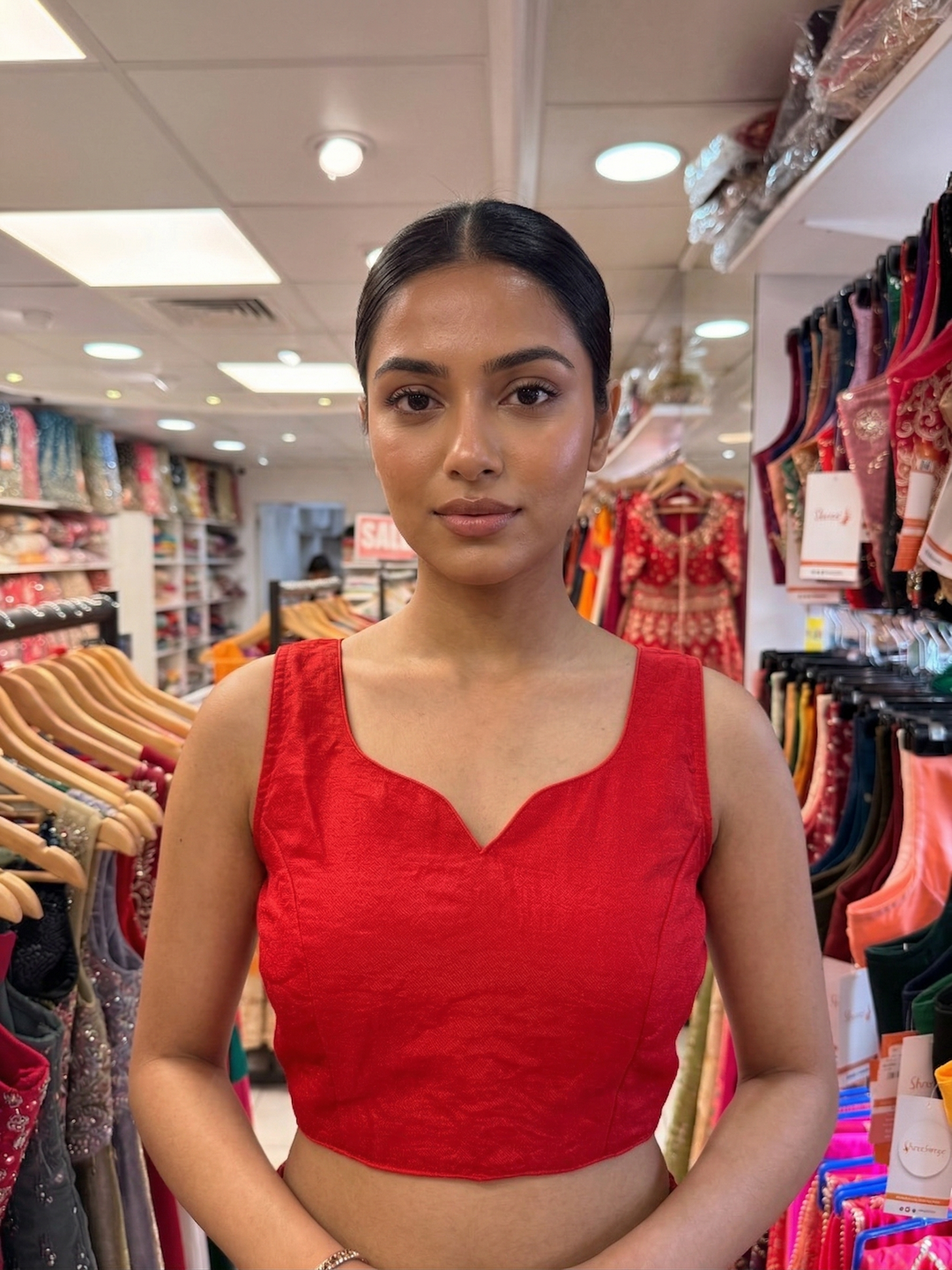 Readymade Plain Blouse With Sleeves