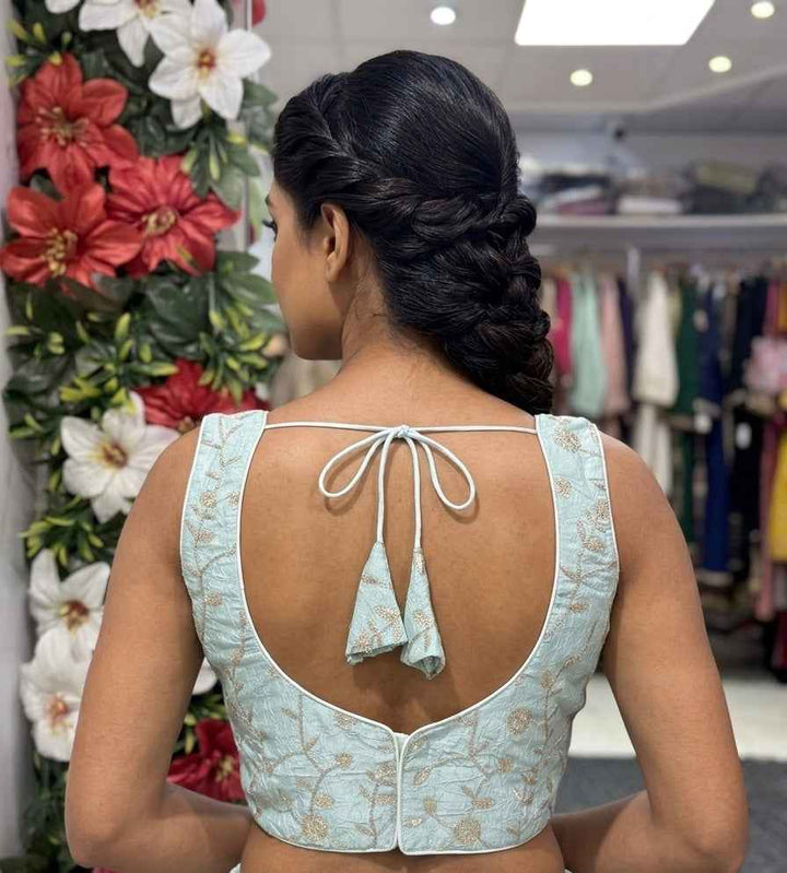 Embroidered Crush Silk Blouse