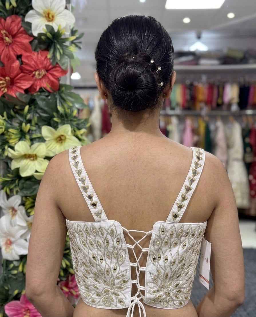 Designer Mirror Work Blouse for Women - Sleeveless Elegance