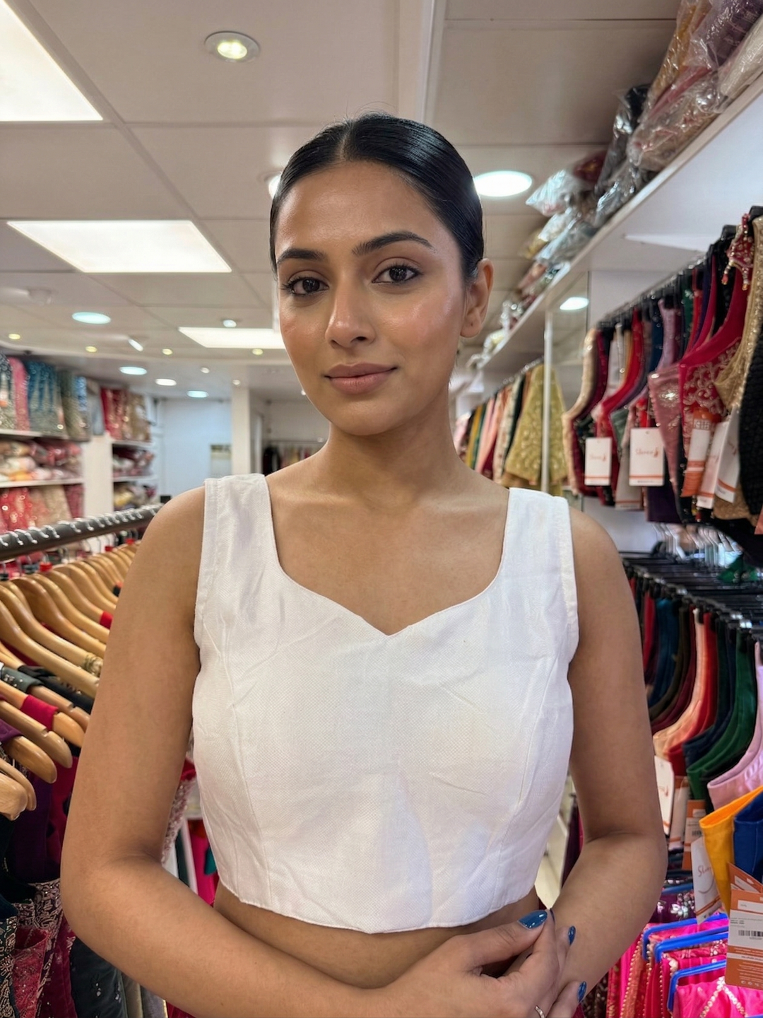 Readymade Plain Blouse With Sleeves