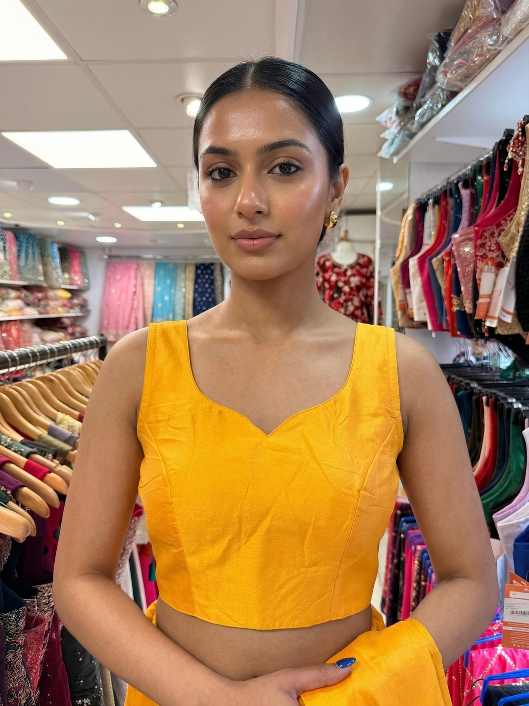 Readymade Plain Blouse With Sleeves