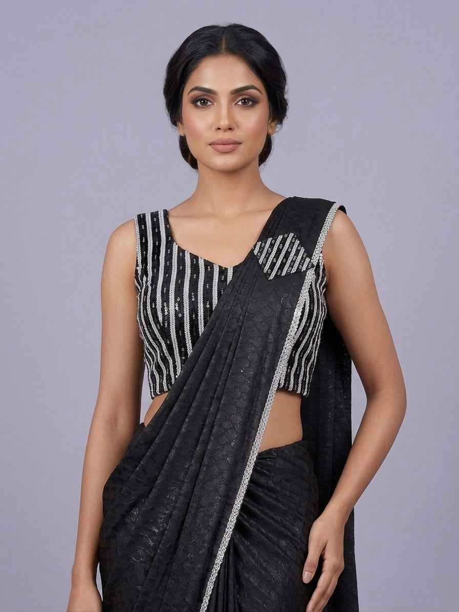 Readymade Saree Lace Stone Sequin Blouse