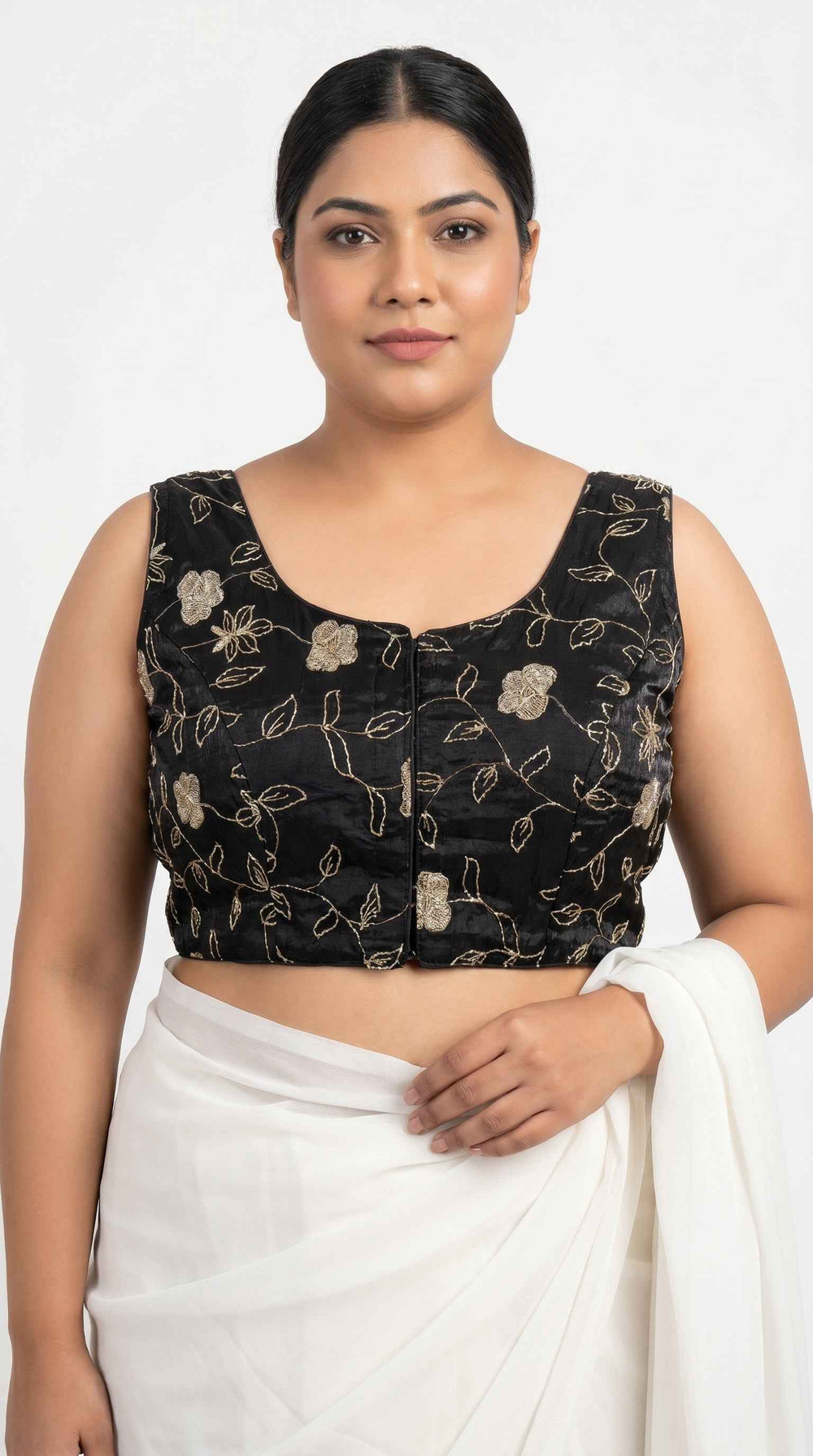 Fendi Silk Floral Vine Embroidery Blouse