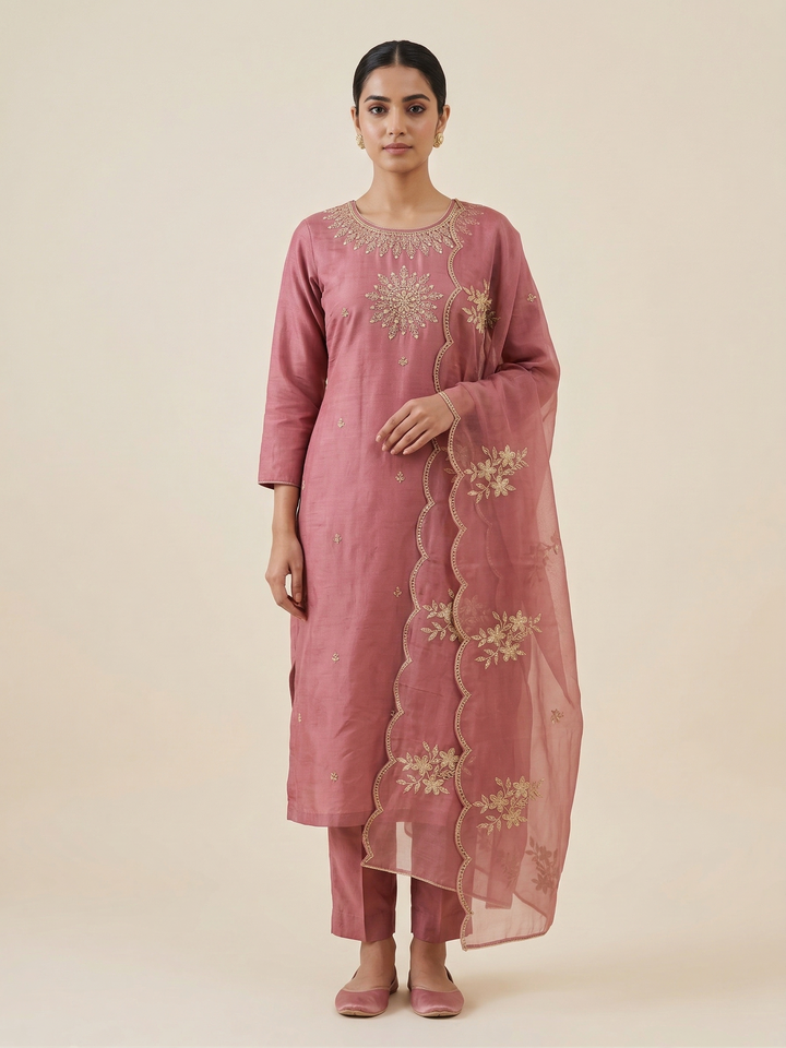 Roman Silk Sequin Kurti Set