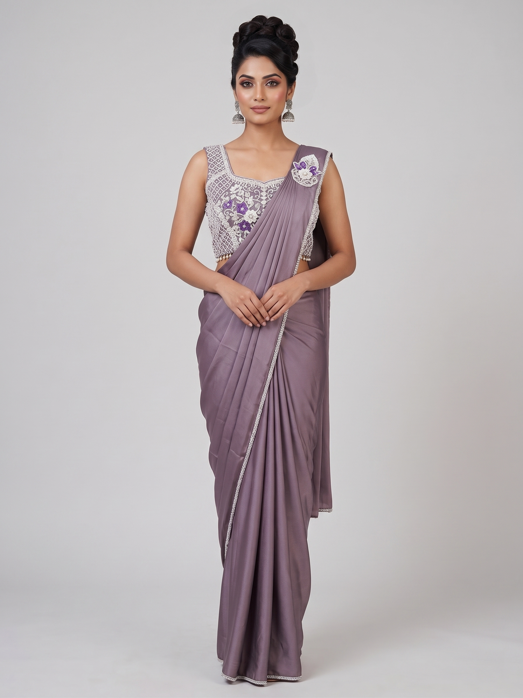 Readymade Lycra Saree Embroidered Blouse