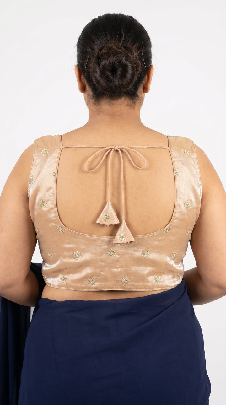 Fendi Silk Booti Blouse in Gold – open back tie dori detail – Shree Leicester