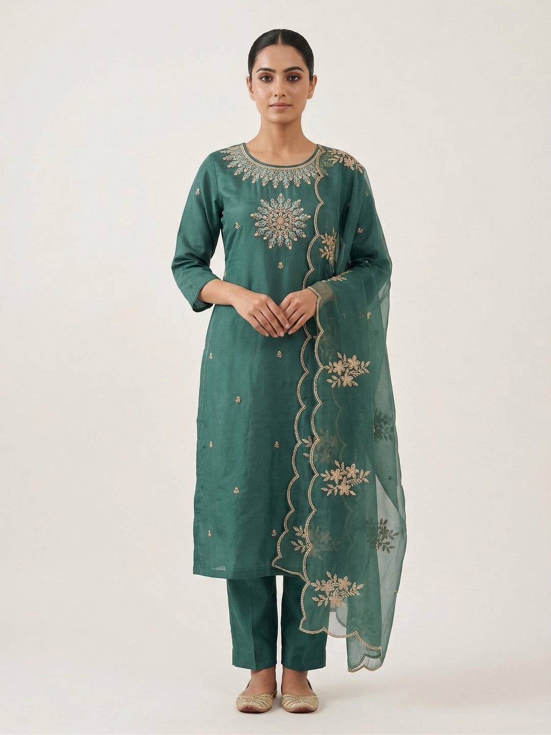 Roman Silk Sequin Kurti Set