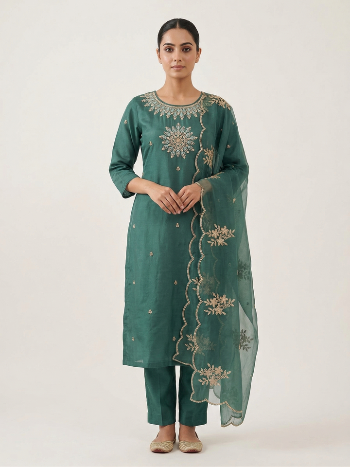 Roman Silk Sequin Kurti Set
