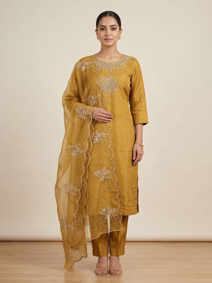 Roman Silk Sequin Kurti Set