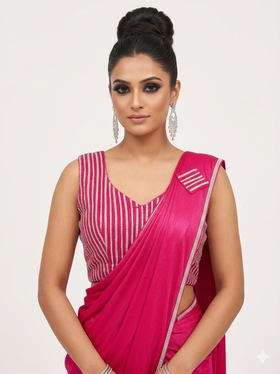 Readymade Lycra Saree with Blouse