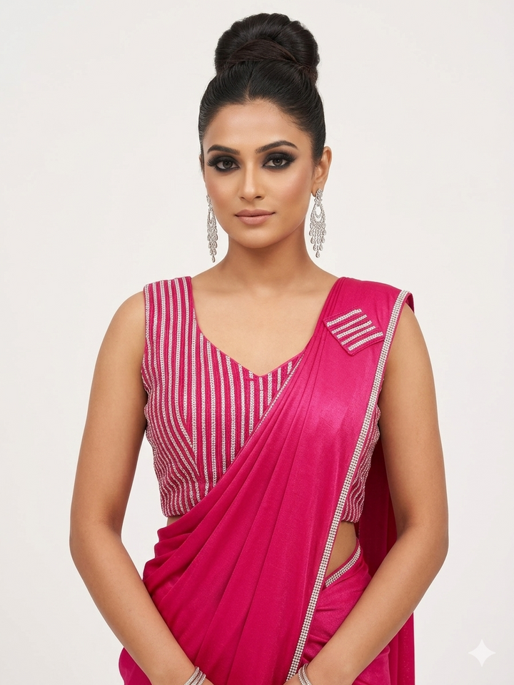 Readymade Lycra Saree with Blouse