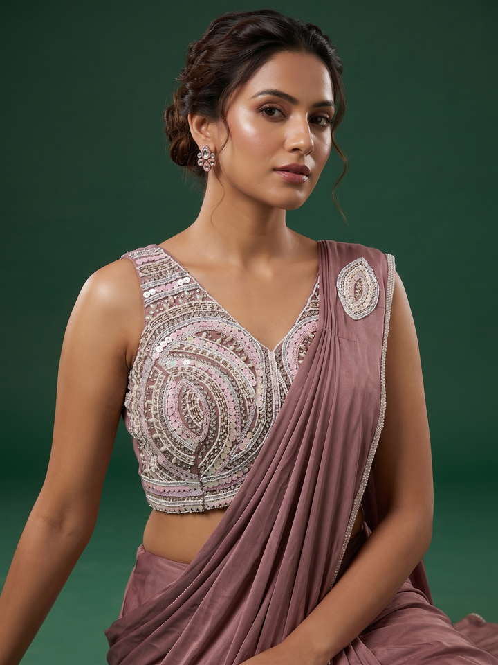 Readymade Saree Paisley Sequin Blouse