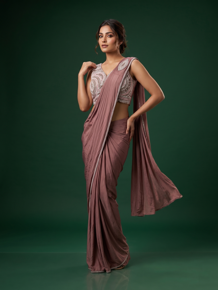 Readymade Saree Paisley Sequin Blouse