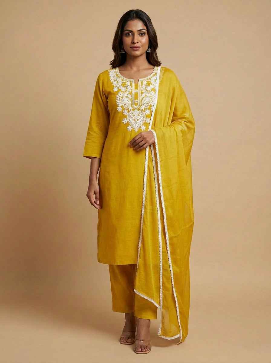 Rayon Lucknowi Kurti Set