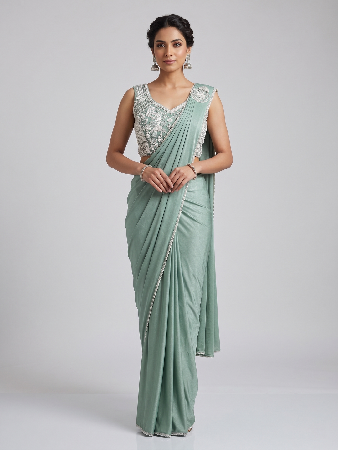 Readymade Lycra Saree Embroidered Blouse